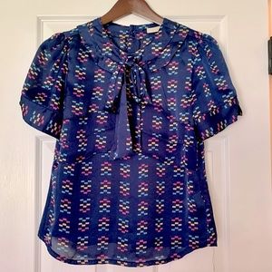 Tulle Silky Blouse with tie and layers M